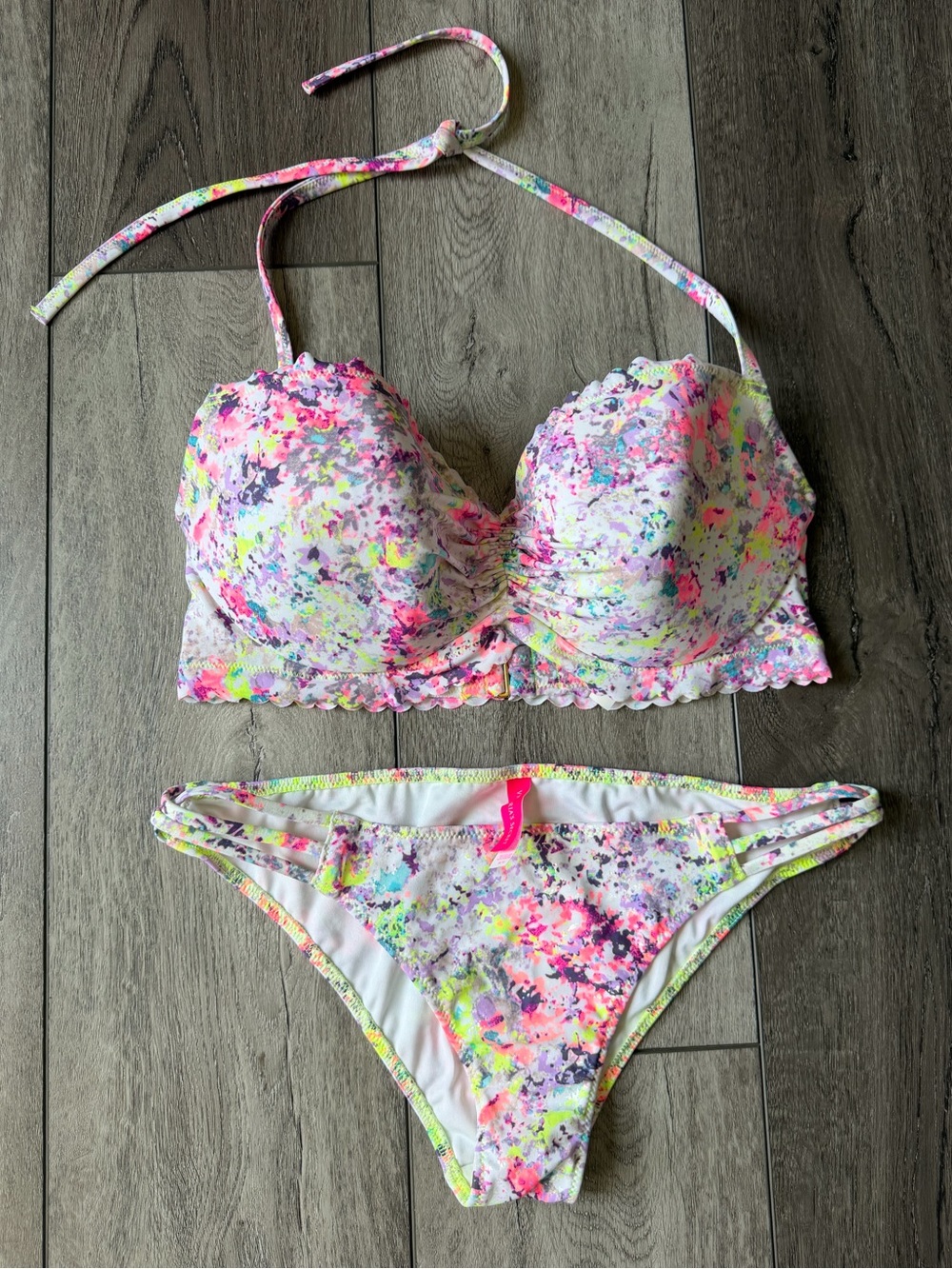 Victoria's Secret Neon Splatter Two-Piece Bikini-Vacation/ Beach Ready! 36D/M